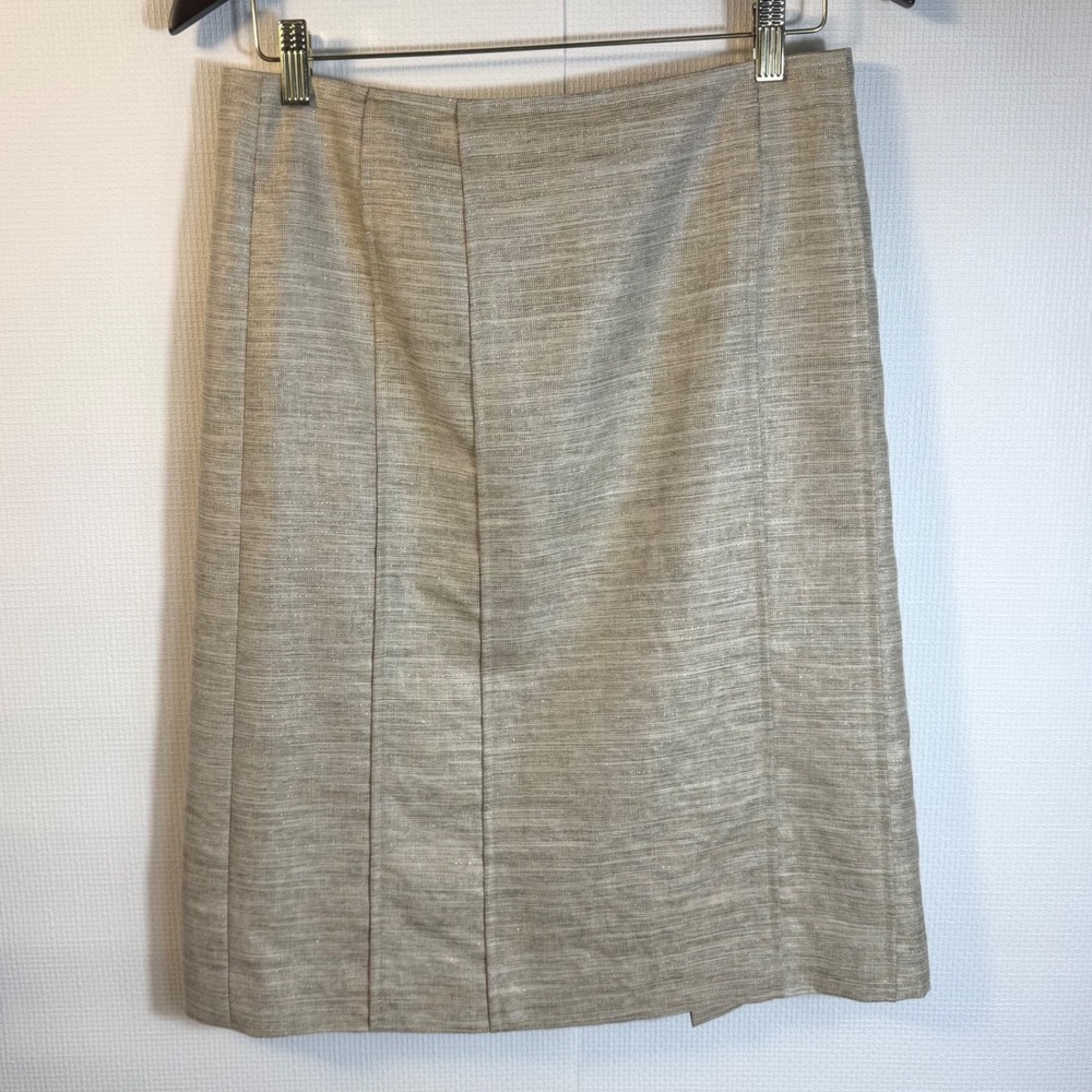Grace Dane Lewis Metallic Beige Textured Pencil Skirt Size 10 Office Formal
